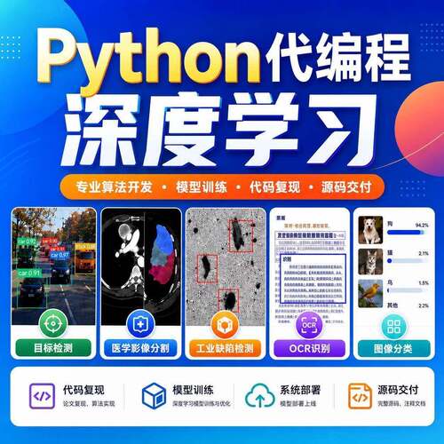 深度学习python代做医学图像识别图像分割yolo目标检测强化学习