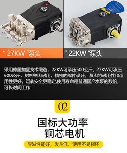 380v500进口工业级超高压清洗机公斤压力大功率商用除锈水枪水泵