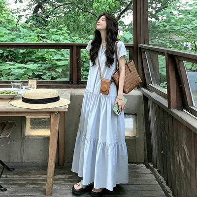 孕妇连衣裙夏装2026新款遮肚子不显怀洋气大码孕期a字长裙夏季女 — 2