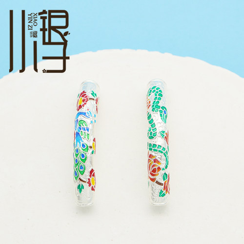S999纯银灵蛇献瑞孔雀开屏弯管