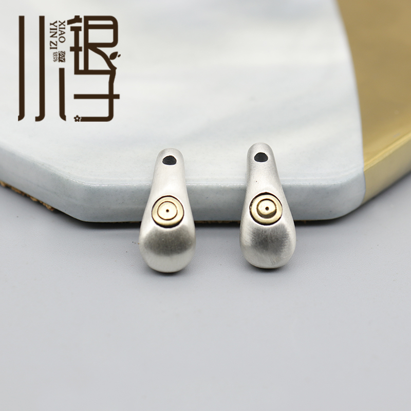 S925纯银拉丝嵌铜卡子佛珠文玩