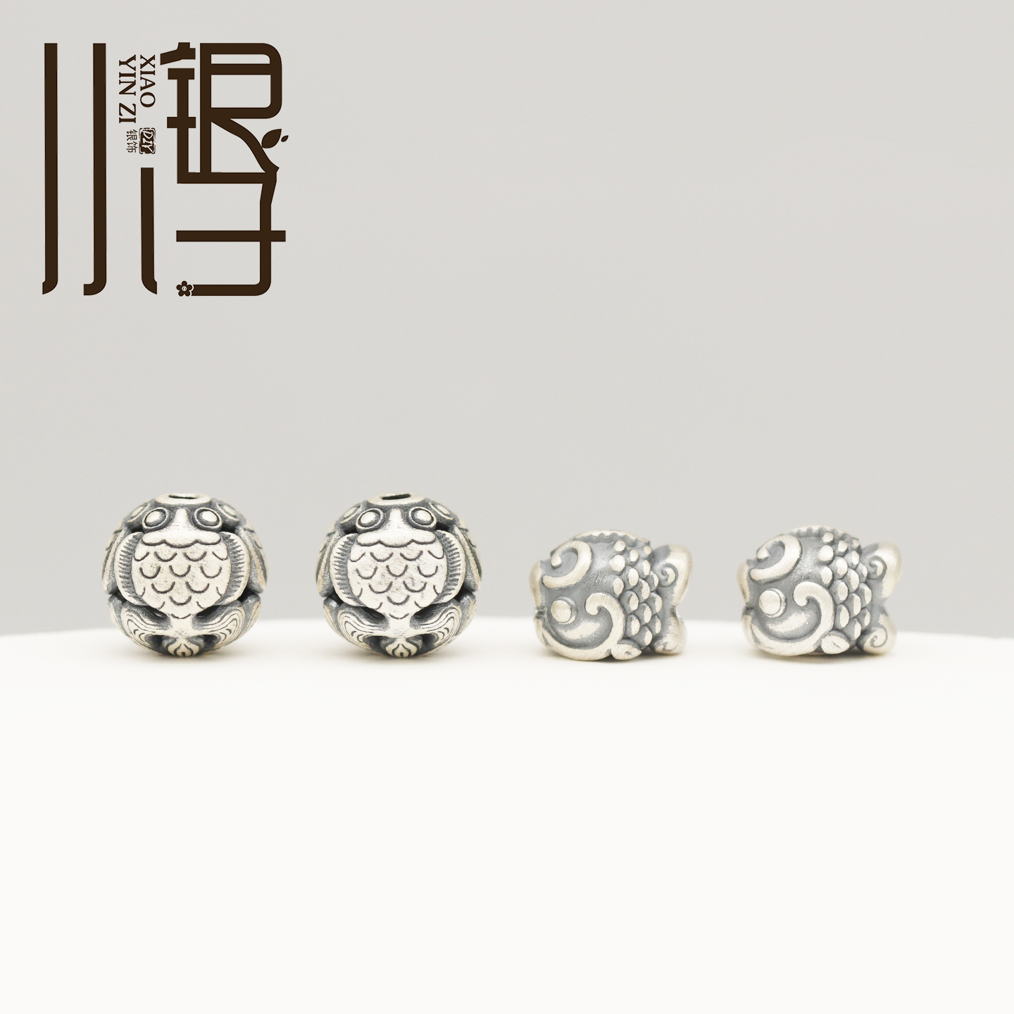 S999纯银三面迎运金鱼胖头鱼隔珠