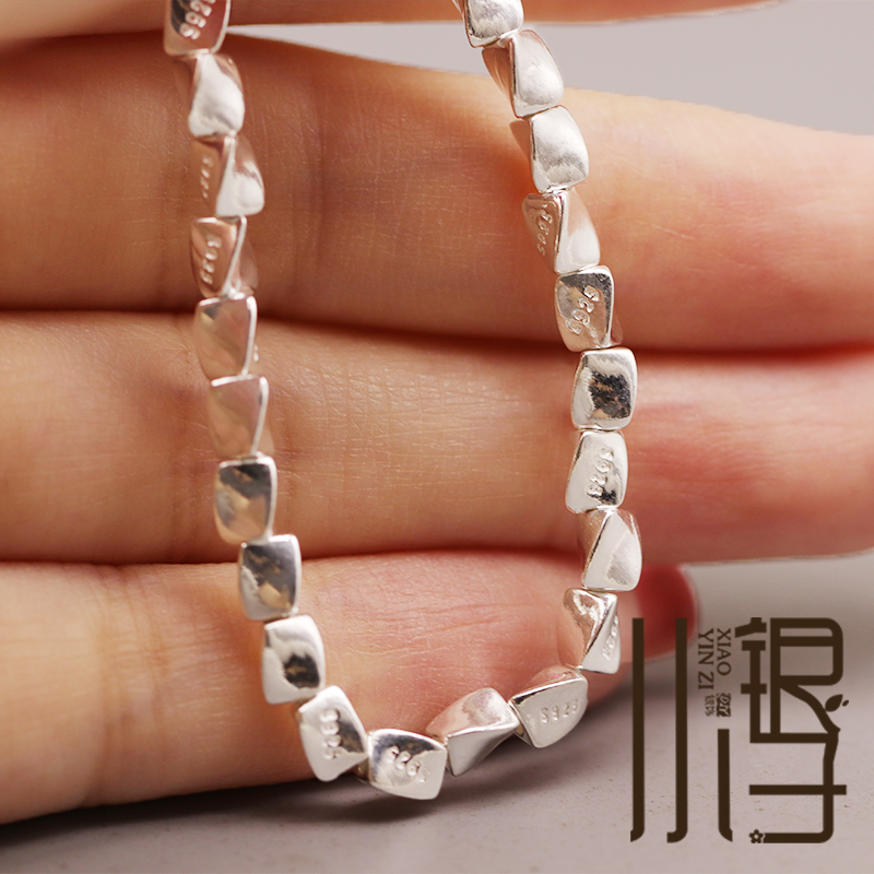 S925纯银碎银几两随形直孔散珠
