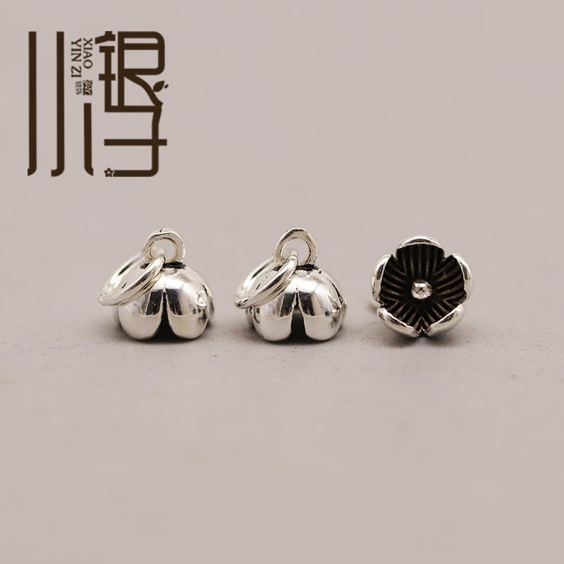 泰银吊坠 迷你花苞小花梅花挂坠S925纯银银饰DIY手工编绳串珠配件