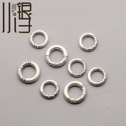 S999纯银复古回纹祥云圆环隔珠