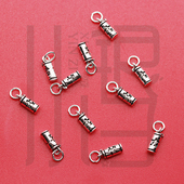 S925纯银 泰银吊坠 迷你做旧吉字圆桶小挂坠 银饰DIY编绳串珠配件