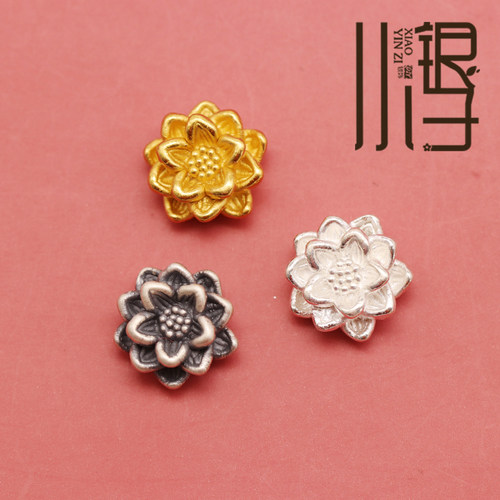 纯银硬银3D多层莲花隔珠复古风