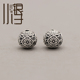 足银隔珠 3D硬银回纹如意结花纹双喜小花莲花圆珠S999纯银DIY配件