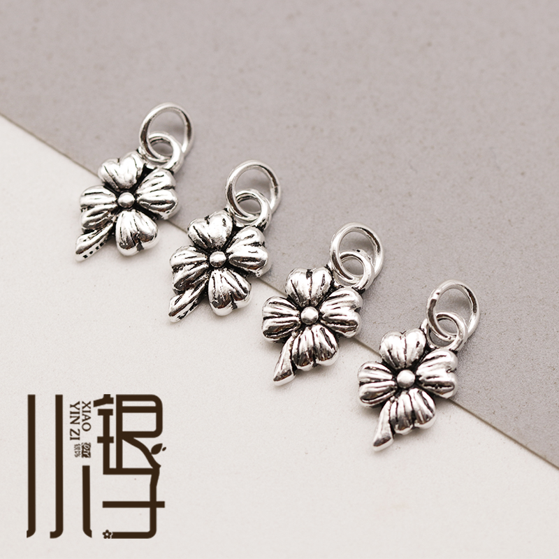 S925银迷你幸运四叶草吊牌