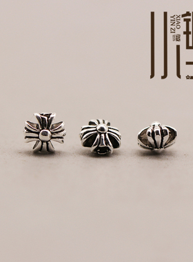 泰银隔珠 迷你十字鼓面素银散珠S925纯银银饰DIY手工编绳串珠配件