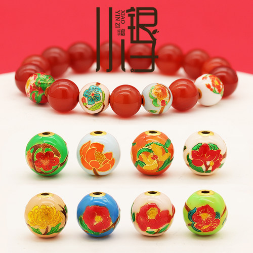 S925纯银十二花神圆珠隔珠