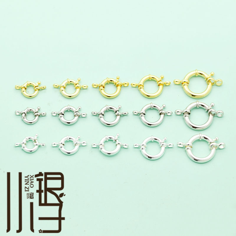 S925纯银超大弹簧扣多尺寸收尾扣