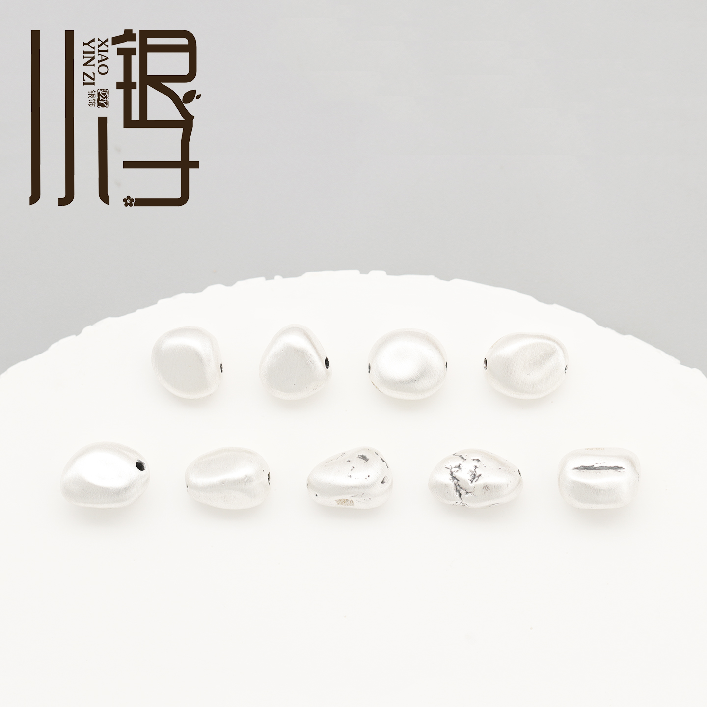 S999纯银不规则石头隔珠