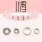 纯银隔珠 泰银做旧麦穗箭头花纹圆环龙鳞卷隔片S925纯银饰DIY配件