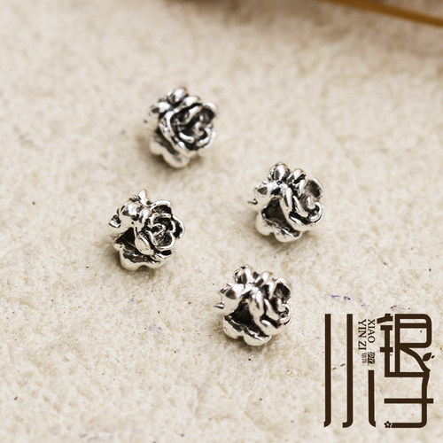 三面玫瑰花迷你隔珠直孔纯银隔珠