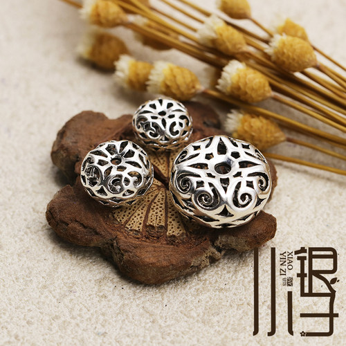 复古纯银diy复古花纹镂空隔珠