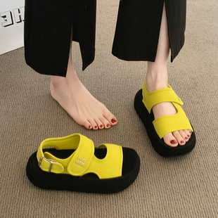 踩屎感凉鞋 外穿配裙子孕妇防滑一脚蹬厚底沙滩凉拖 女2025新款 夏季