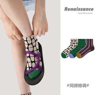 撞色条纹透气低帮浅口船袜 时尚 Renaissance袜子女短袜春夏季 新款