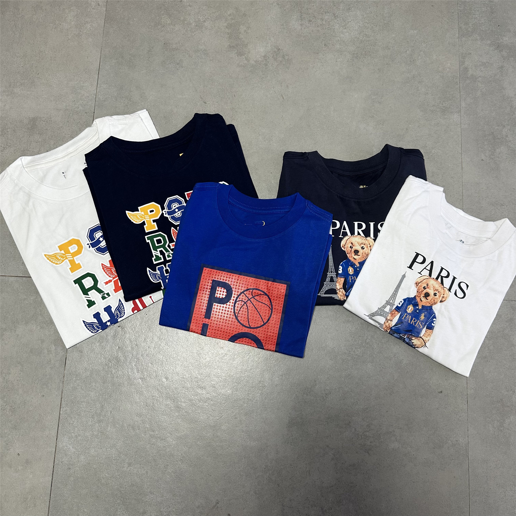 中大童少年小熊彩色LOGO纯棉短袖