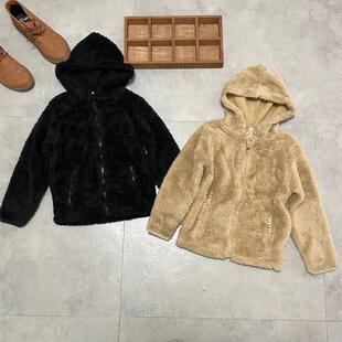 外贸元单　男女小中大童珊瑚绒加绒加厚拉链卫衣外套　110-150
