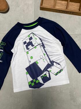 外贸元单　男小中大童我的世界苦力帕插肩长袖Ｔ　110-150