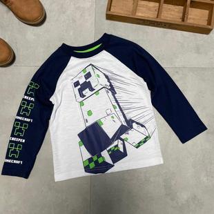 外贸元单　男小中大童我的世界苦力帕插肩长袖Ｔ　110-150