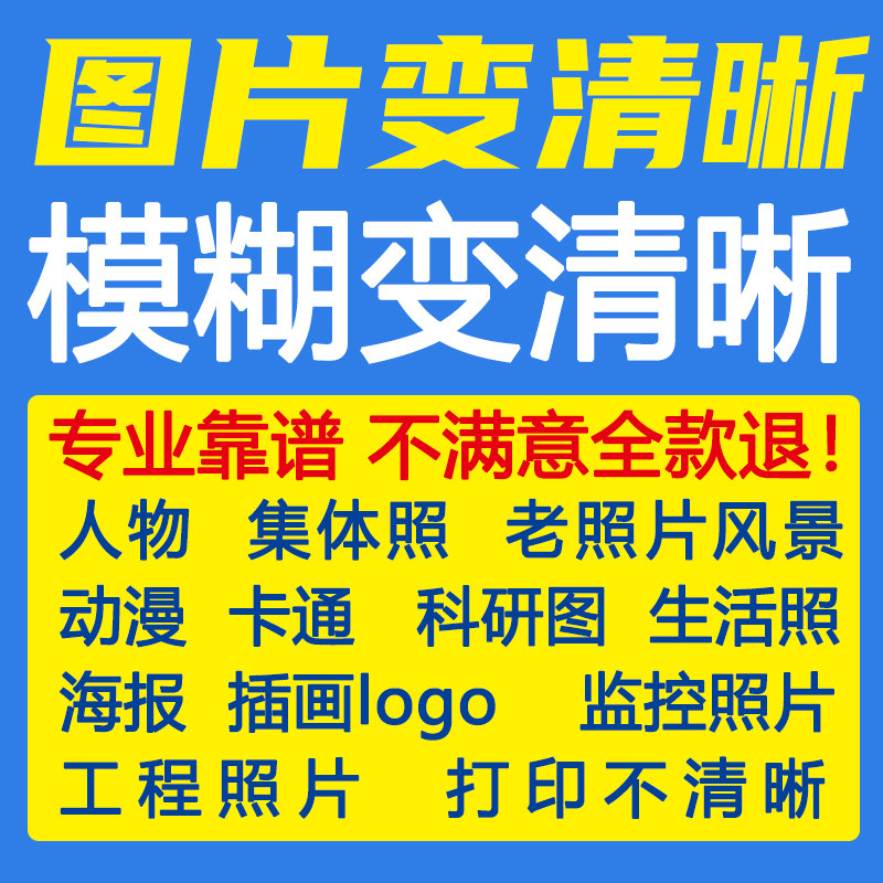 图片清晰度提升模糊照片处理老照片还原画质修复恢复像素集体照