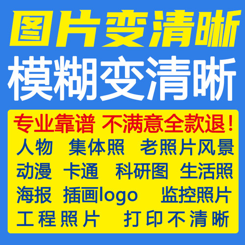 图片清晰度提升模糊照片处理老照片还原画质修复恢复像素集体照