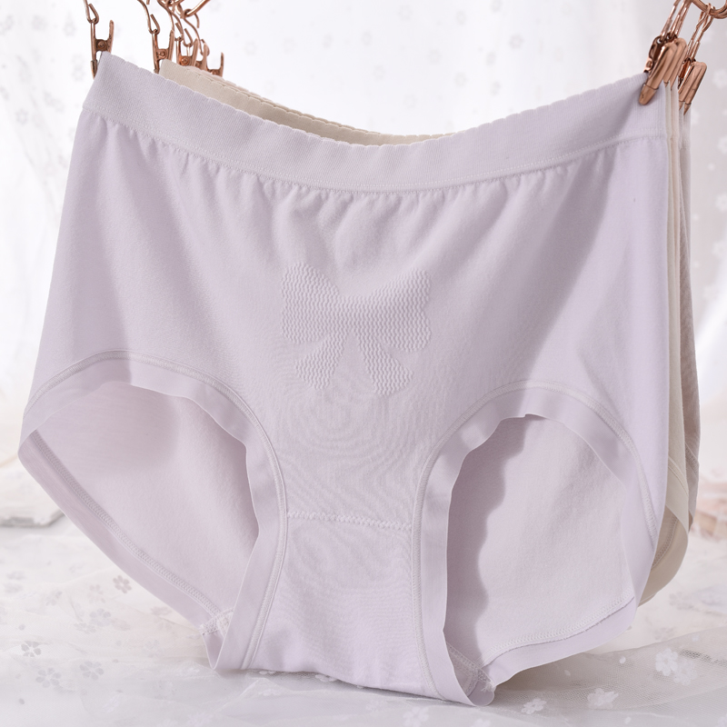 无缝莫代尔内裤女中腰大码胖mm宽松蝴蝶结包臀无痕一片式三角裤衩