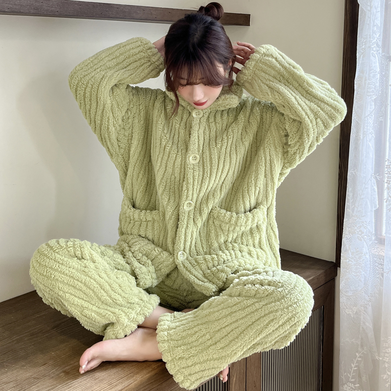 家居服秋冬季薄款女套装