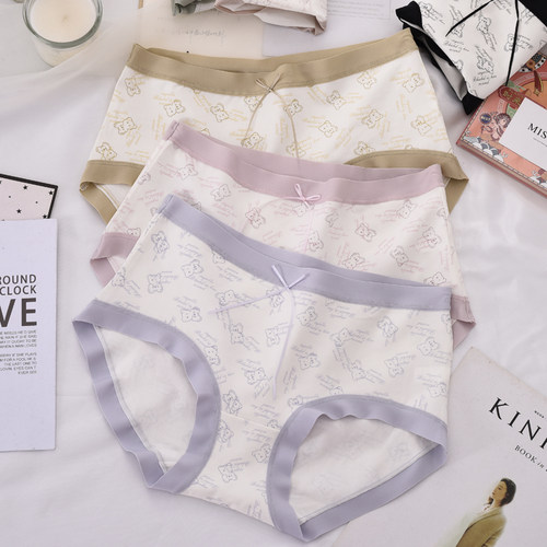 莫代尔棉可爱卡通中腰内裤女