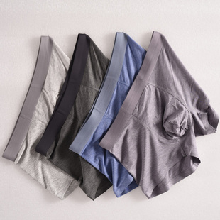 内裤 平角裤 中腰彩纱夏季 商务青年一片式 衩头 薄新款 无痕莫代尔男士