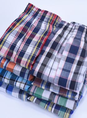 纯棉布男士内裤阿罗裤宽松平角内裤头家居睡裤中腰棉质面料短裤衩