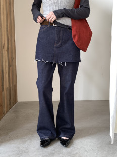 韩系简约百搭假两件显瘦休闲百搭毛边牛仔裤 2026新款
