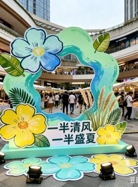 夏日主题美陈装饰摆件拍照框
