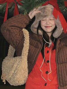 现货 小众秋冬款mini*mute全秀林同款毛绒手提单肩包蝴蝶结翻盖包