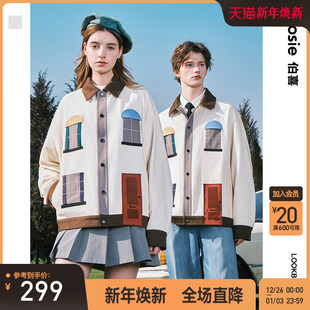 新款 bosie2025年秋季 巴恩风拼接口袋夹克男情侣潮 徐志胜同款