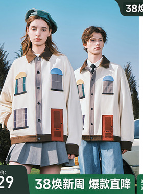 【徐志胜同款】bosie2025年秋季新款巴恩风拼接口袋夹克男情侣潮