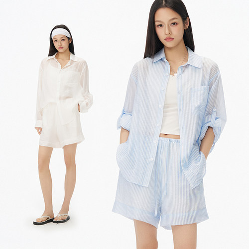 bosie夏季轻薄莱赛尔套装男女