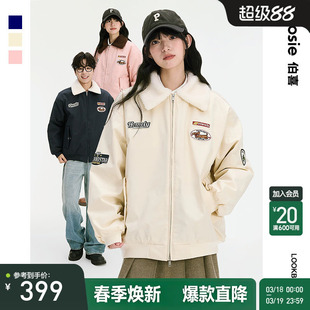 bosie伯喜2025年冬季新款翻领机车风夹克外套情侣休闲宽松百搭潮