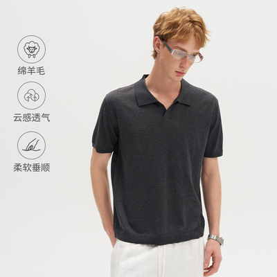 bosie冰丝复古polo衫短袖T恤男