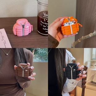 韩系ins羽绒服适用苹果AirPodspro3蓝牙耳机保护套新4代可爱创意日韩1/2代硅胶软壳新3代pro新款pro2防摔立体