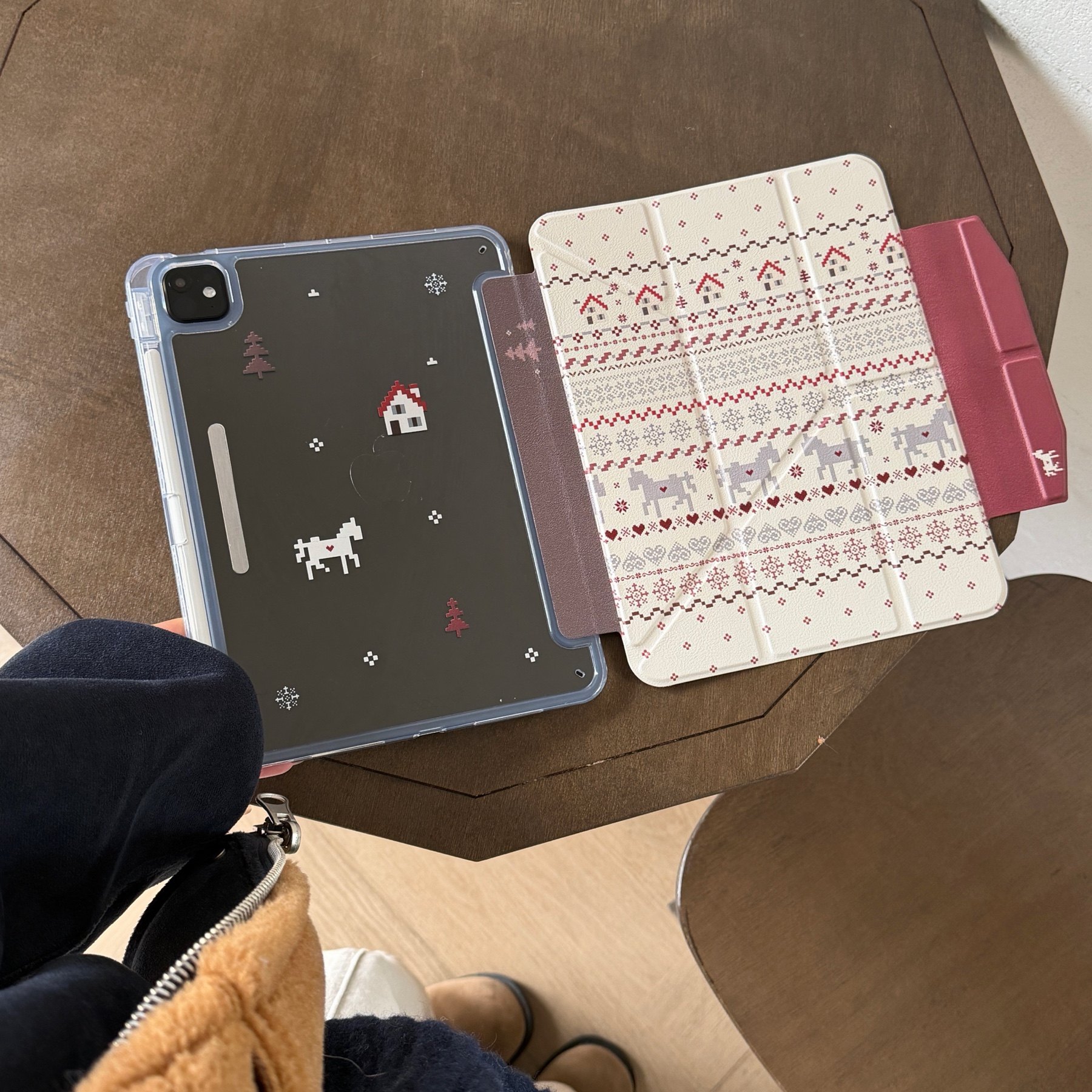 韩系可爱费尔岛小马适用于苹果iPad平板保护套13/12.9/11/10.5/10.2寸防摔防弯pro/air7/mini搭扣边贴10/11代,3C数码配件,平板电脑保护套/壳,淘宝优惠券,粉丝福利购,淘宝优惠卷