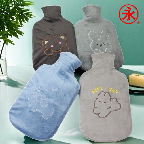 永字牌双面斜纹橡胶绒布套热水袋