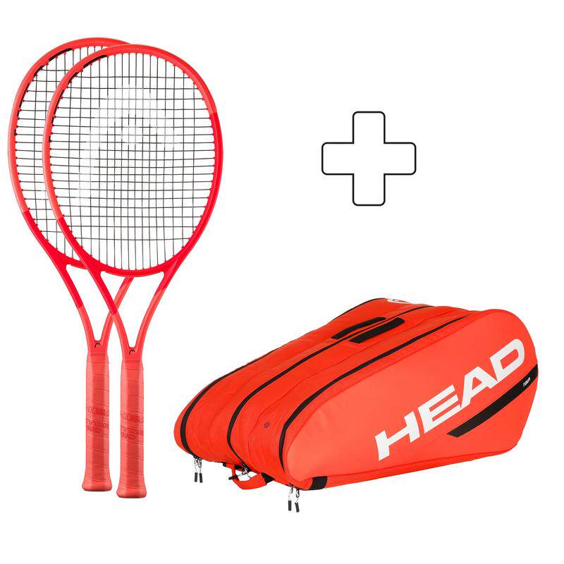 代购HEAD海德网球拍轻便耐用多隔层防撞保护红色双拍套装2025款