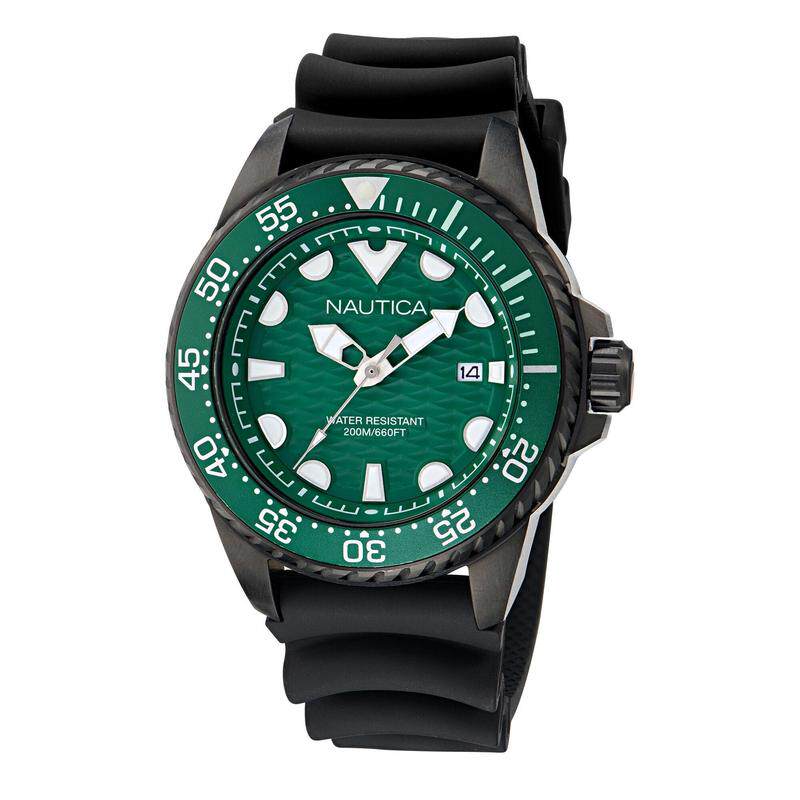 代购nautica诺帝卡男士腕表计时夜光日期防震硅胶防水黑色绿色潜