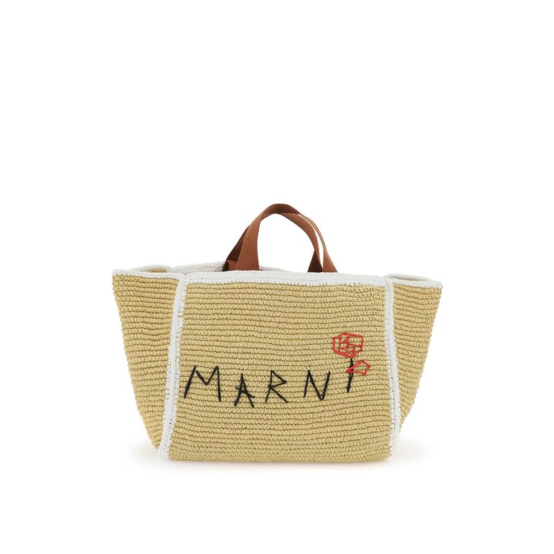 MARNI女式编织手拿包 粘胶纤维质感 时尚刺绣设计购物袋