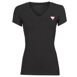 海外代购GUESS女士运动T恤V领修身日常运动休闲穿搭黑色V领上衣