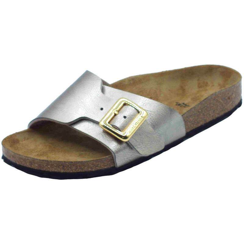 代购Birkenstock女士凉鞋舒适透气防滑轻便合成革金属扣软木底