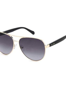 代购Fossil化石女士太阳镜飞行员款金属框渐变镜片全框驾驶户外